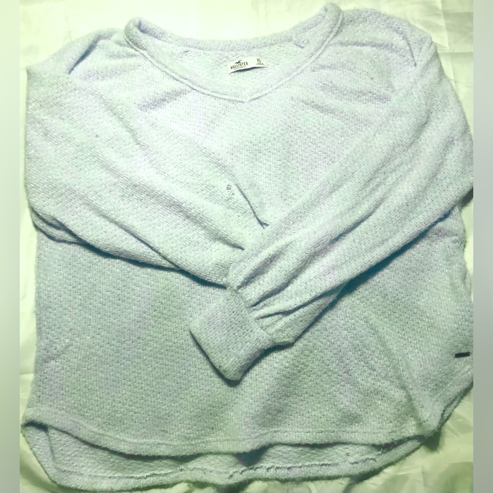 Hollister baby blue puffy sleeve fluffy sweater 717
